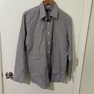 Theory Men's Light Purple Gray Pinstripe Dress Shirt Button Down Collar
